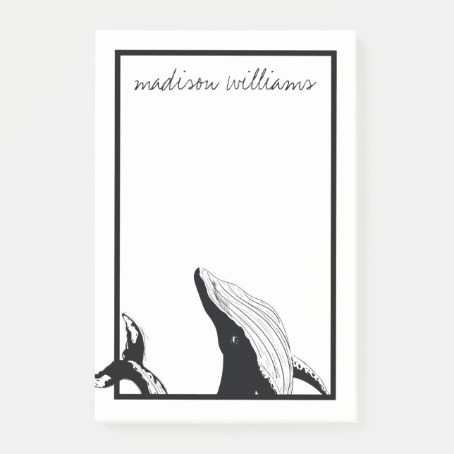 Notas Post-it® Agrega tu nombre | Una ballena de cola (Anverso)