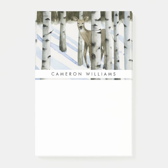 Notas Post-it® Agrega tu nombre | Venado en la nieve (Anverso)