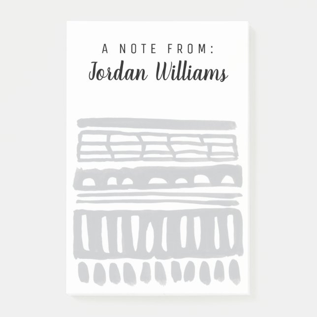 Notas Post-it® Agrega tu nombre | Weft I | Acuarela negra moderna (Anverso)