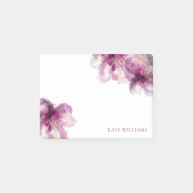 Notas Post-it® agregar su nombre acuarela rosada (Anverso)