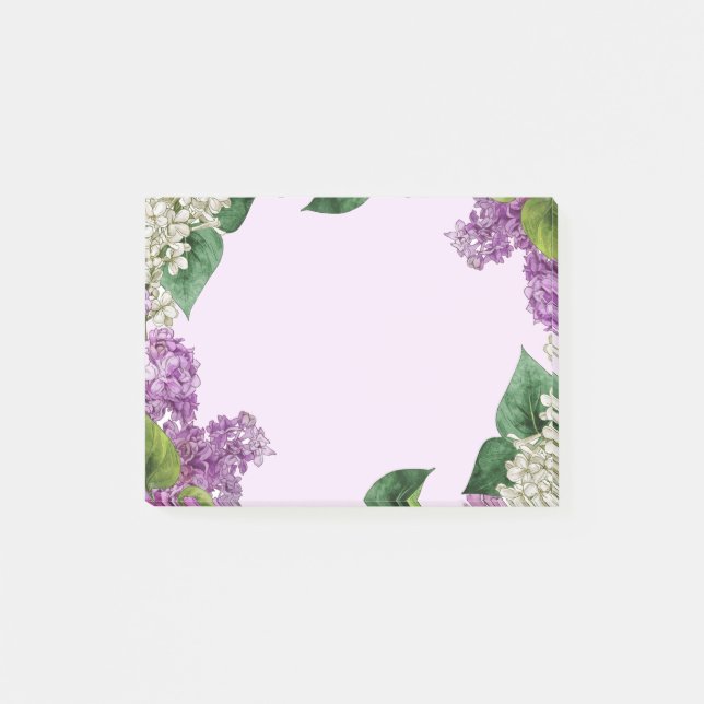 Notas Post-it® Agua Lilac Shrub Jardín Flores Arte (Anverso)