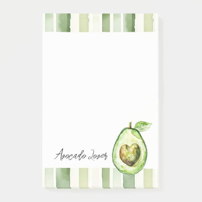 Notas Post-it® Aguacate Corazón Rayas Verdes (Anverso)