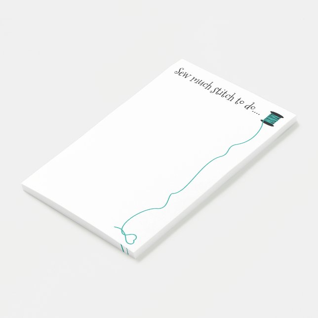 Notas Post-it® Aguamarina de costura divertida del diseño (En perspectiva)