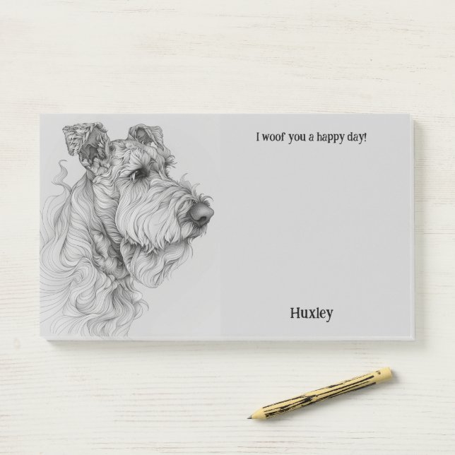Notas Post-it® Airedale Terrier Abstract Art Dog Name (En escritorio)