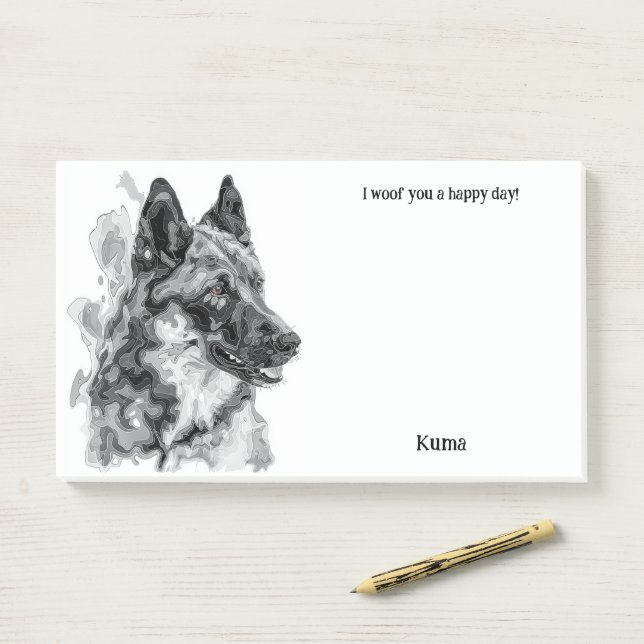 Notas Post-it® Akita estadounidense resume nombre de perro de art (En escritorio)