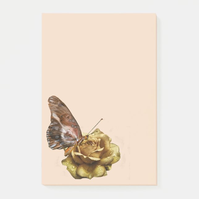 Notas Post-it® Alas de Mariposa de Perro Rosa Dorada  (Anverso)