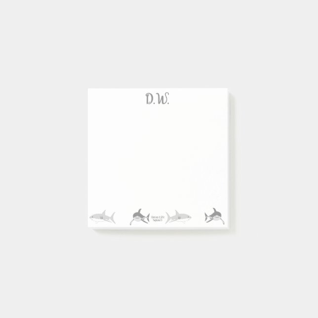 Notas Post-it® Alegre arte de los tiburones oceánicos (Anverso)