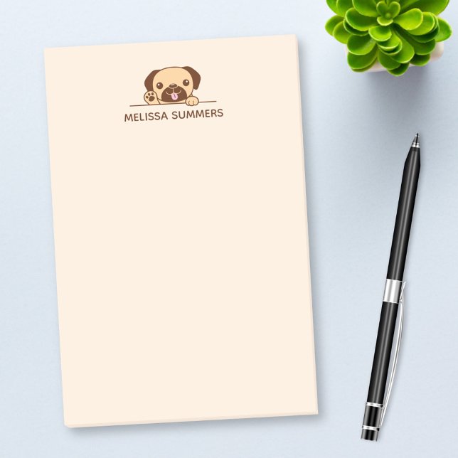 Notas Post-it® Alegre Perro Pug Peeking por encima del nombre per (Subido por el creador)