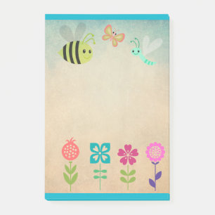 Notas Post-it® Alegre y caprichosa colección de flores y bugs