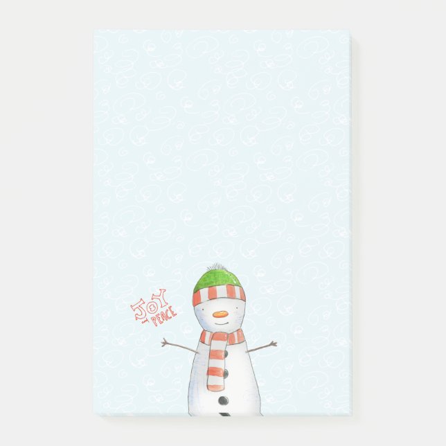 Notas Post-it® Alegría y paz | Navidades Cute Snowman (Anverso)