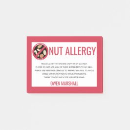 Notas Post-it® Alerta de Alergia a Maní y Nueces de Árbol Restaur