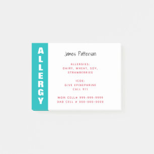 Notas Post-it® Alerta de Alergia Alimentaria Personalizada de Eme