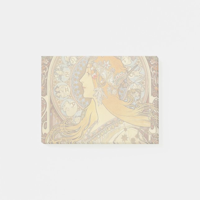 Notas Post-it® Alfonse Mucha Zodiac Art Nouveau Mujer (Anverso)