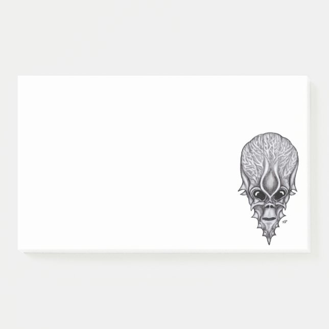 Notas Post-it® Alien Face , reconstrucción facial de cráneo afric (Anverso)