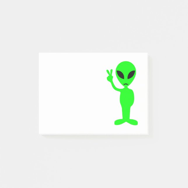 Notas Post-it® Alien verde bigotudo (Anverso)
