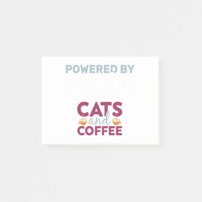 Notas Post-it® Alimentado Por Gatos Y Café (Anverso)