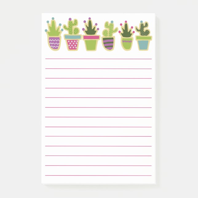 Notas Post-it® Almohadilla cuadrada de cactus (Anverso)