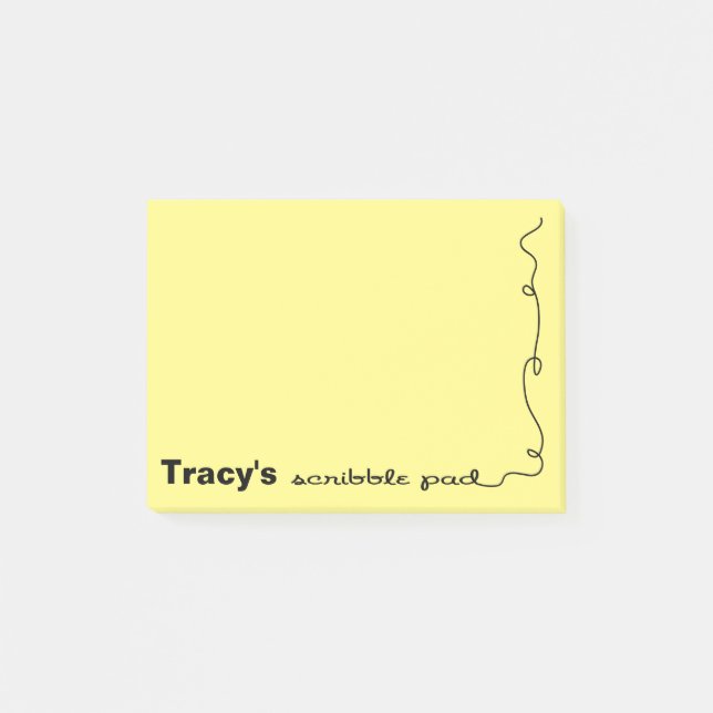 Notas Post-it® Almohadilla de cifrado amarillo de nombre personal (Anverso)