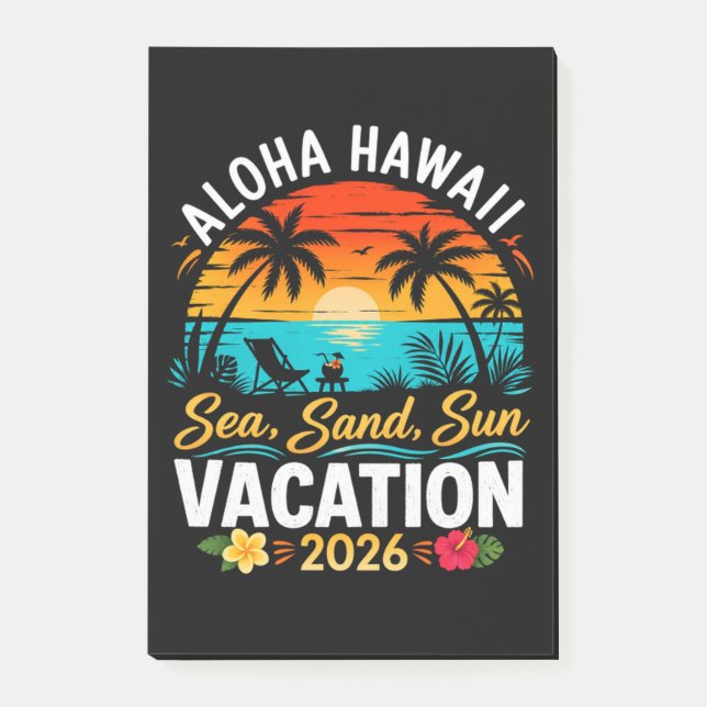 Notas Post-it® Aloha Hawái Mar Arena Sol 2026 (Anverso)