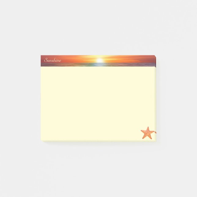 Notas Post-it® Amanecer, caligrafía y estrella marina en marfil (Anverso)