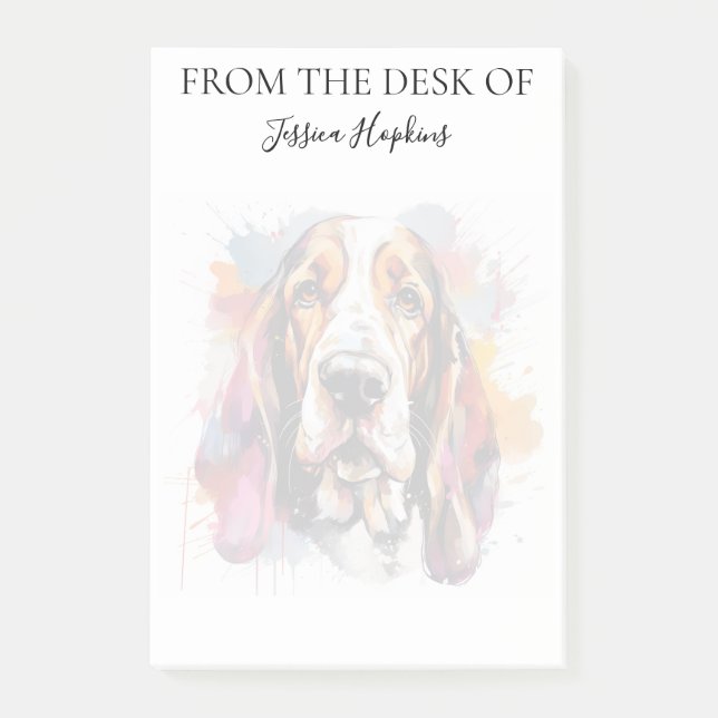 Notas Post-it® Amante de Basset Hound Perro Monogramado (Anverso)