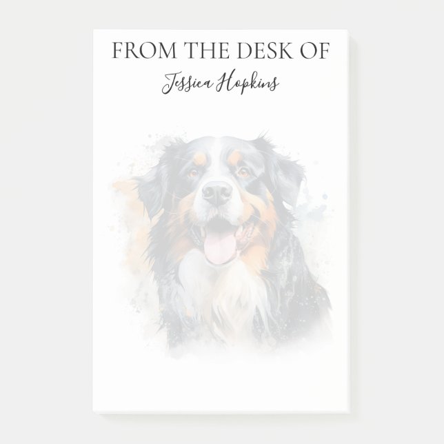 Notas Post-it® Amante de Bernese Mountain Dog Monogramado Perro (Anverso)