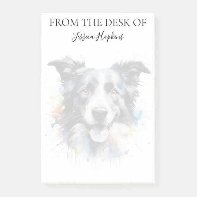 Notas Post-it® Amante de Border Collie Perro Monogramado (Anverso)