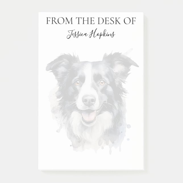 Notas Post-it® Amante de Border Collie Perro Monogramado (Anverso)