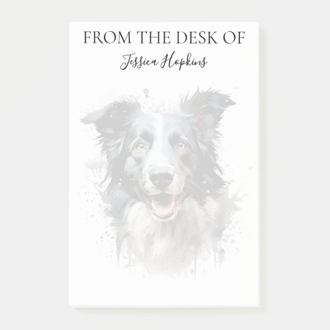 Notas Post-it® Amante de Border Collie Perro Monogramado (Anverso)