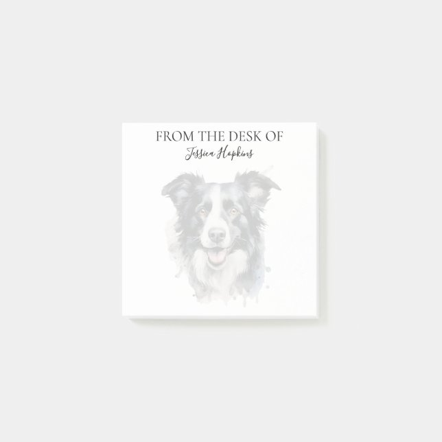 Notas Post-it® Amante de Border Collie Perro Monogramado (Anverso)
