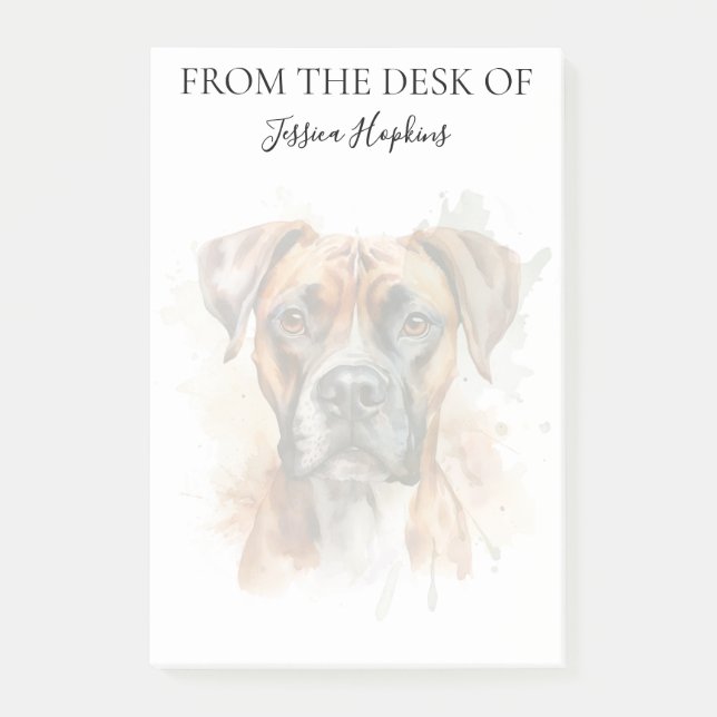 Notas Post-it® Amante de Boxer Perro Monogramado (Anverso)