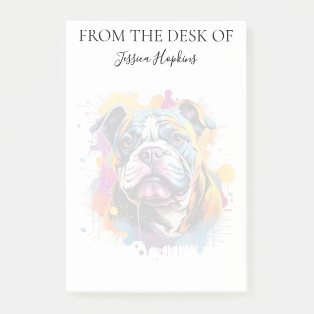 Notas Post-it® Amante de Bulldog Perro Monogramado (Anverso)