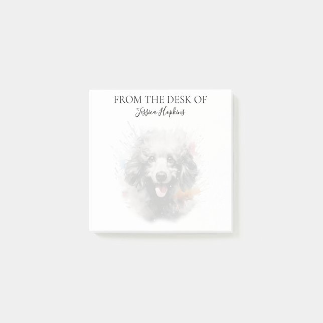 Notas Post-it® Amante de Caniche Monogramado Perro (Anverso)