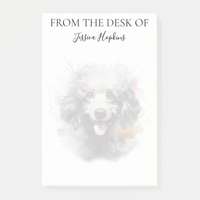 Notas Post-it® Amante de Caniche Monogramado Perro (Anverso)