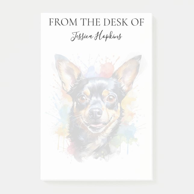Notas Post-it® Amante de Chihuahua Perro Monogramado (Anverso)