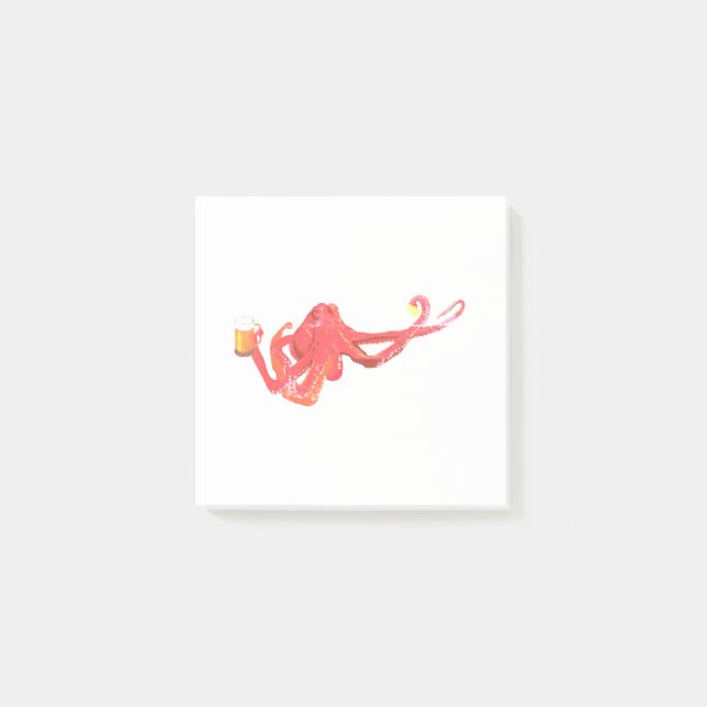Notas Post-it® Amante de la cerveza Red Octopus (Anverso)
