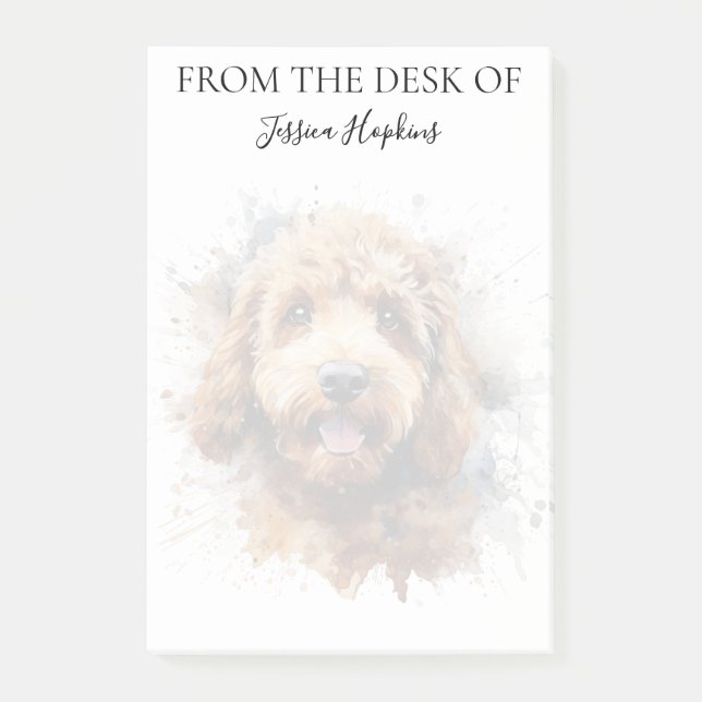 Notas Post-it® Amante de Labradoodle Perro Monogramado (Anverso)