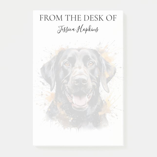 Notas Post-it® Amante de Labrador Negro Monogramado Perro (Anverso)
