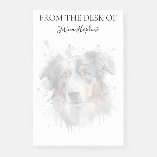 Notas Post-it® Amante de Pastor Australiano Monogramado Perro (Anverso)