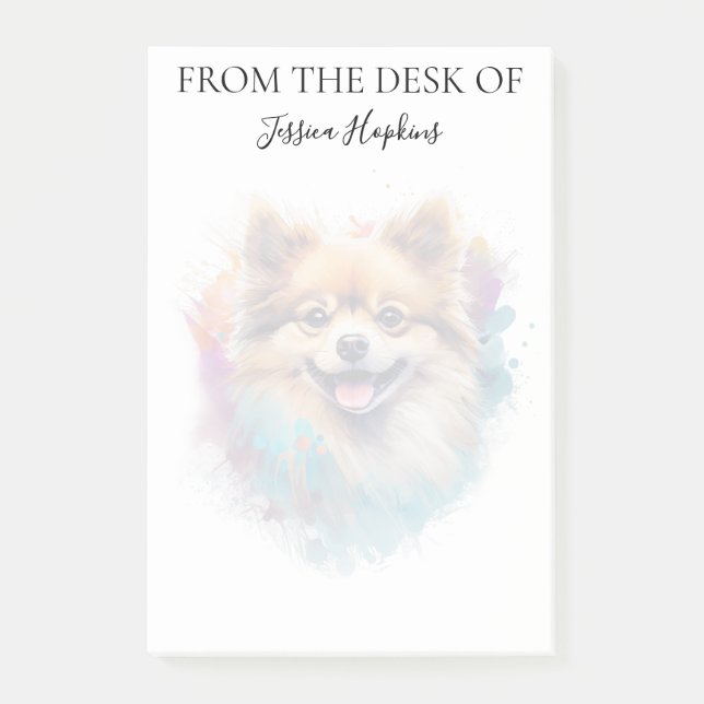 Notas Post-it® Amante de Pomerania Perro Monogramado  (Anverso)