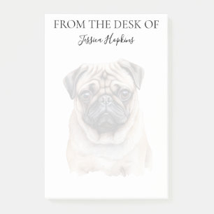 Notas Post-it® Amante de Pug Perro Monogramado