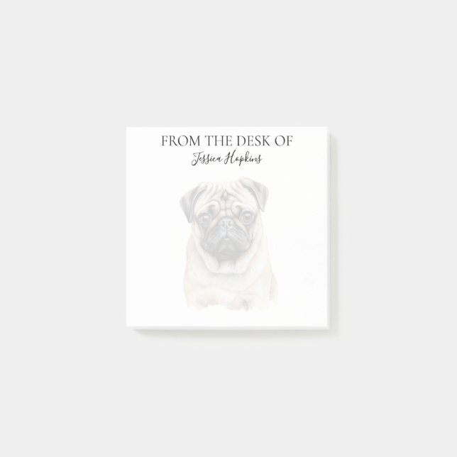 Notas Post-it® Amante de Pug Perro Monogramado (Anverso)
