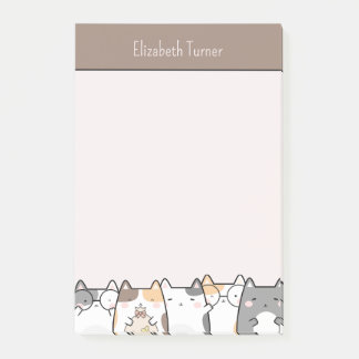 Notas Post-it® Amantes de un gato lindo, niños rosas y marrones p