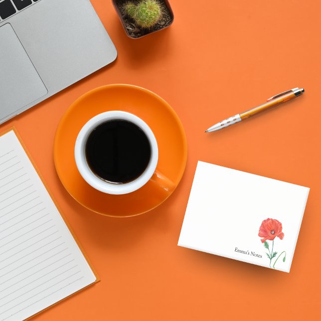 Notas Post-it® Amapola Común Roja Acuarela Personalizada (Subido por el creador)