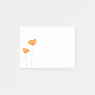 Notas Post-it® Amapolas de California anaranjadas de la acuarela