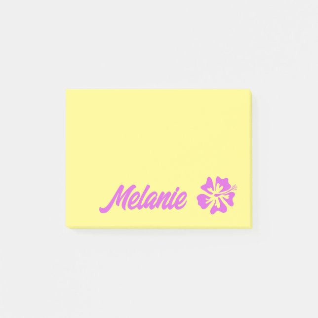 Notas Post-it® amarillas personalizadas con flor (Anverso)