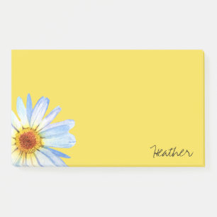 Notas Post-it® Amarillo Moderno Blanco Margarita Acuarela Persona