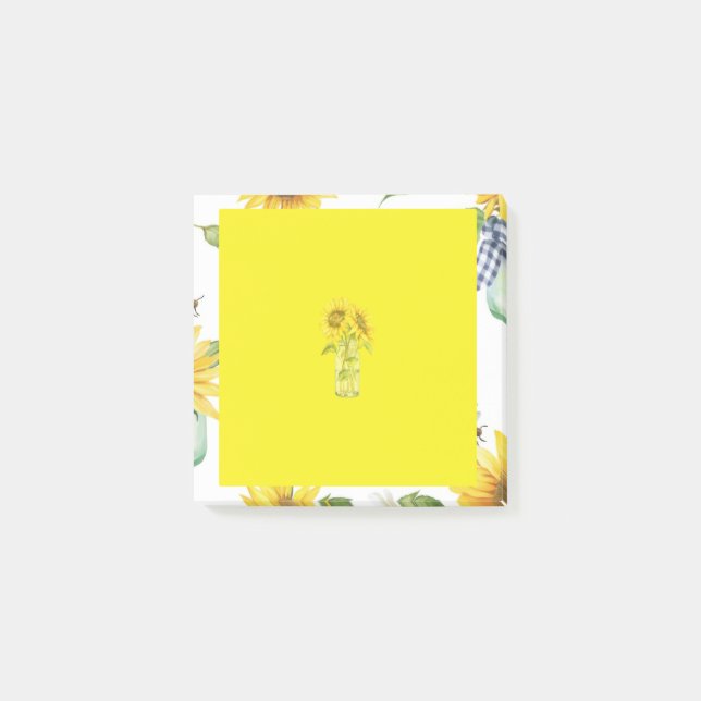 Notas Post-it® Amarillo transparente vase girasol (Anverso)