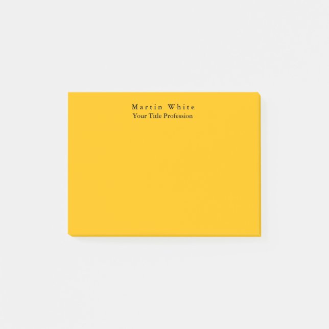 Notas Post-it® Amber Yellow Plain Elegant Profesional Moderno (Anverso)