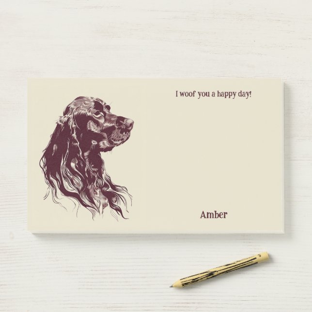 Notas Post-it® American Water Spaniel Abstract Art Dog Name (En escritorio)